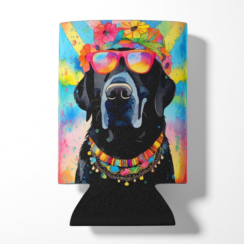 Black Labrador Hippie Dawg Can or Bottle Hugger