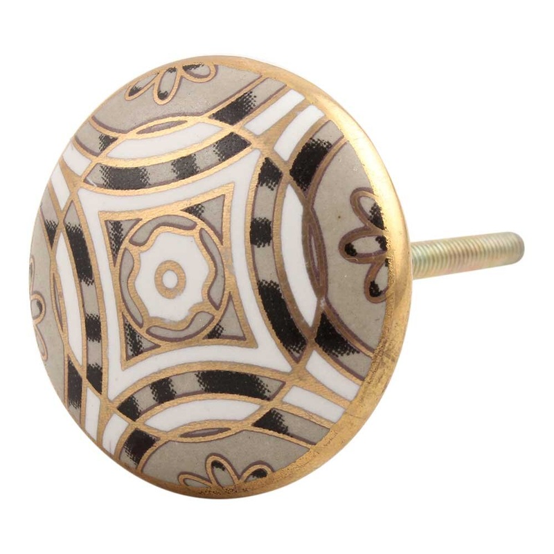 Ceramic Round 1-2/3 in. Blue & Gold Cabinet Knob