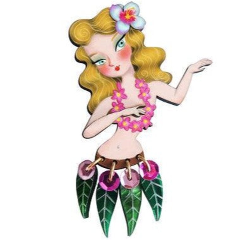 Blonde Hula Girl Brooch by Laliblue