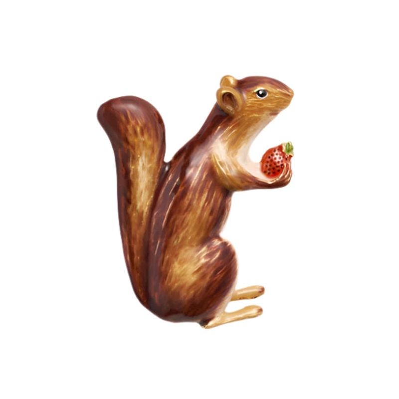 Enamel Cheeky Squirrel Brooch by Fable England