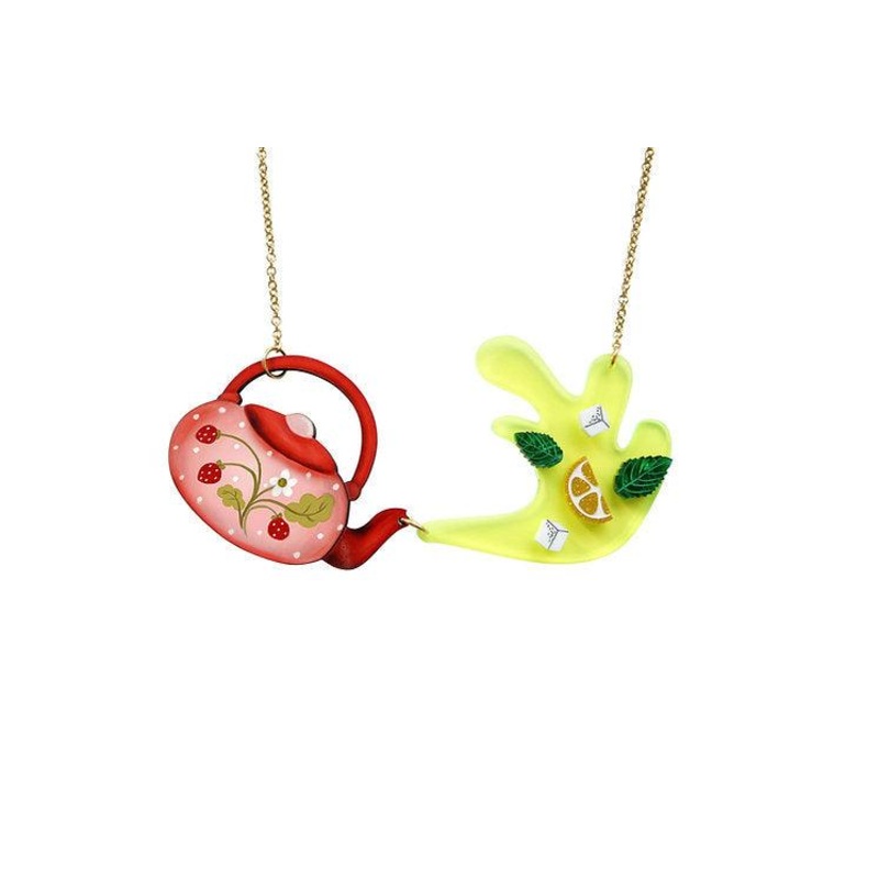 Green Teapot Necklace by Laliblue