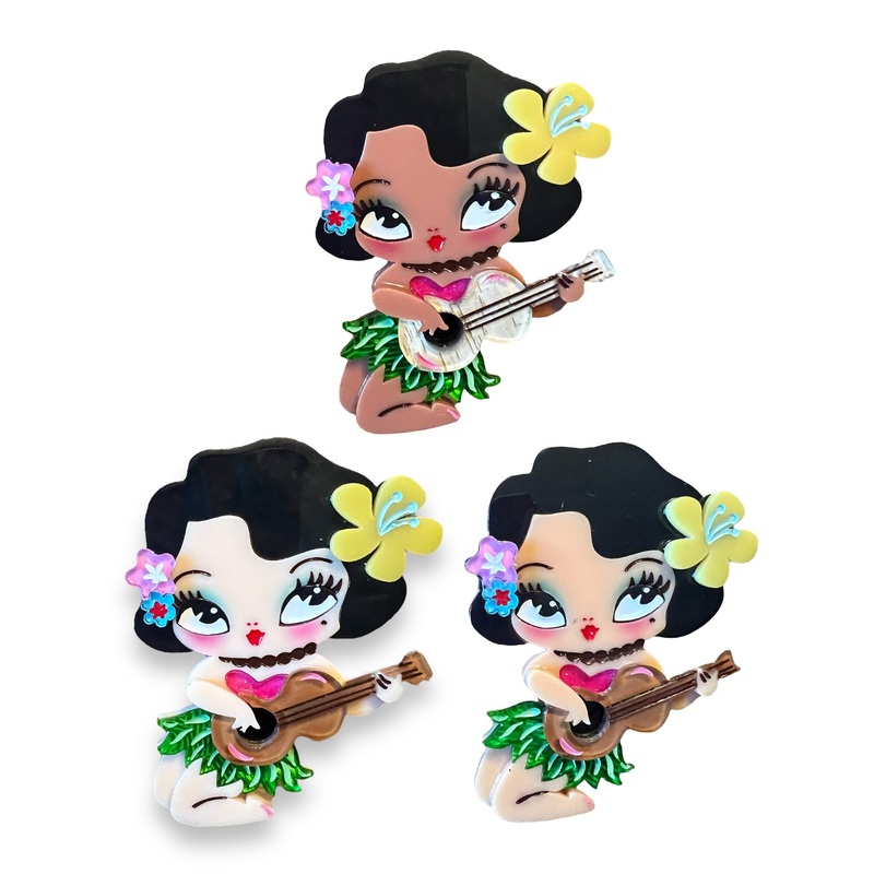 Hula Lula Tiki Girl Brooch by Miss Fluff x Lipstick & Chrome