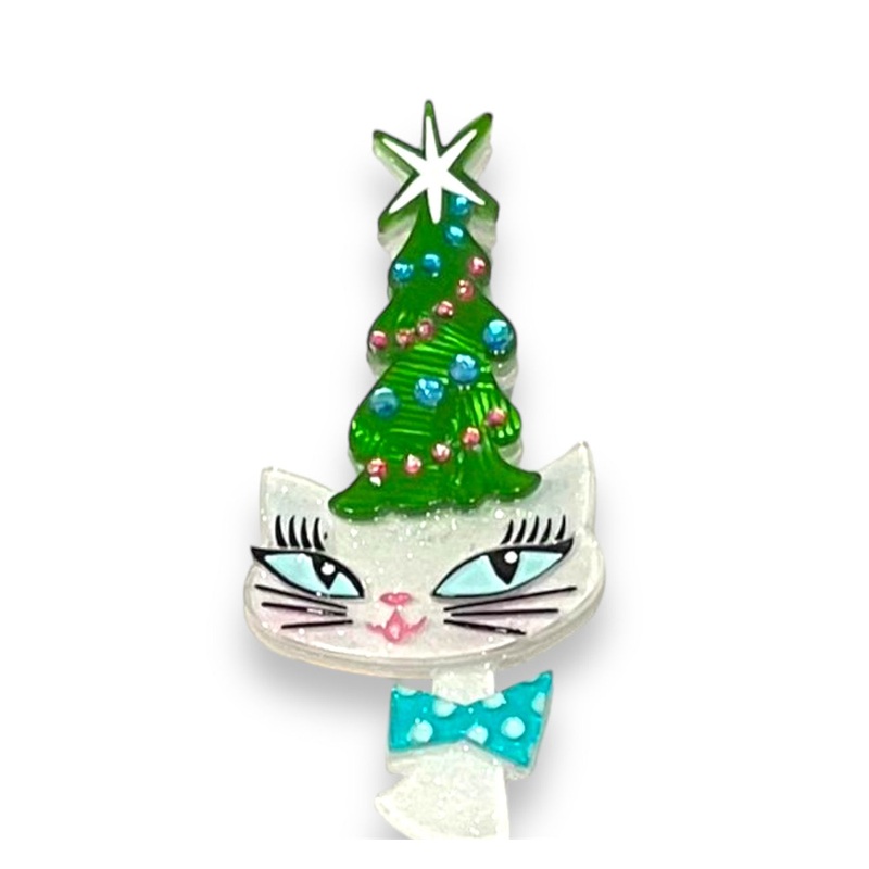 Kitty Christmas Hat Brooch by Miss Fluff x Lipstick & Chrome