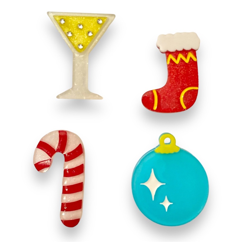 Set of 4 Christmas Mini Brooches by Lipstick & Chrome