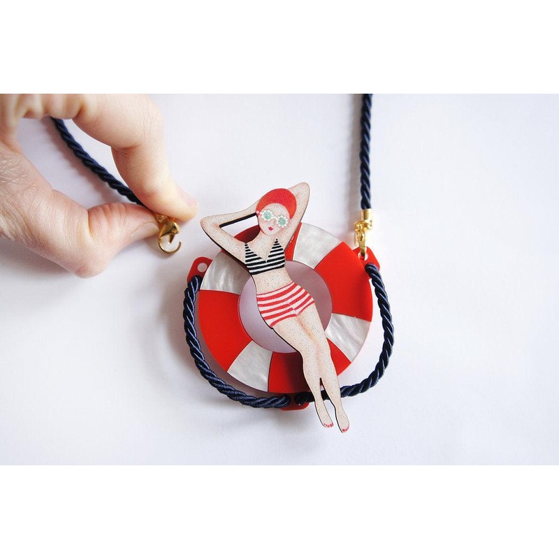 Sun Bather Pin Up Inspired Brooch and Necklace by Laliblue