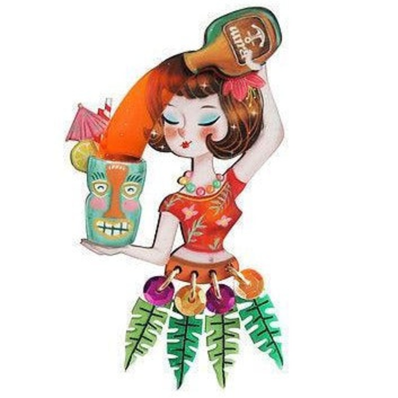 Tiki Waitress Brooch by Laliblue