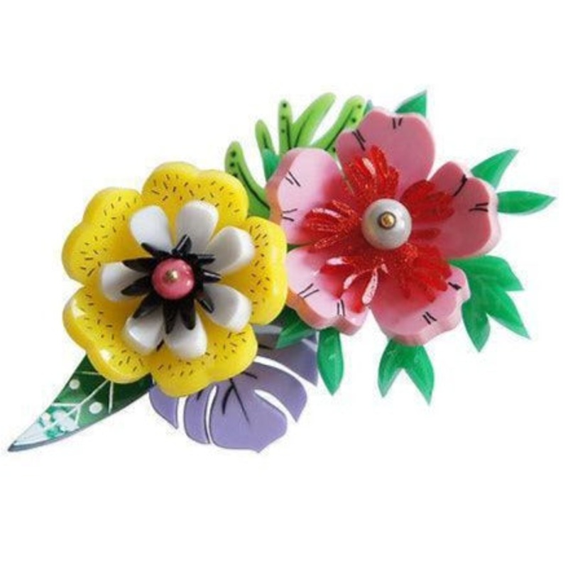 Tropical Flowers Brooch by Laliblue