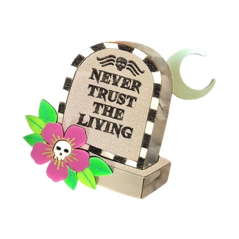 Beetle Juice Gravestone Brooch by Cherryloco