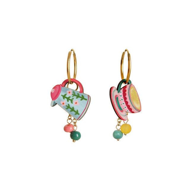 Cup and Teapot Hoop Earrings by Laliblue