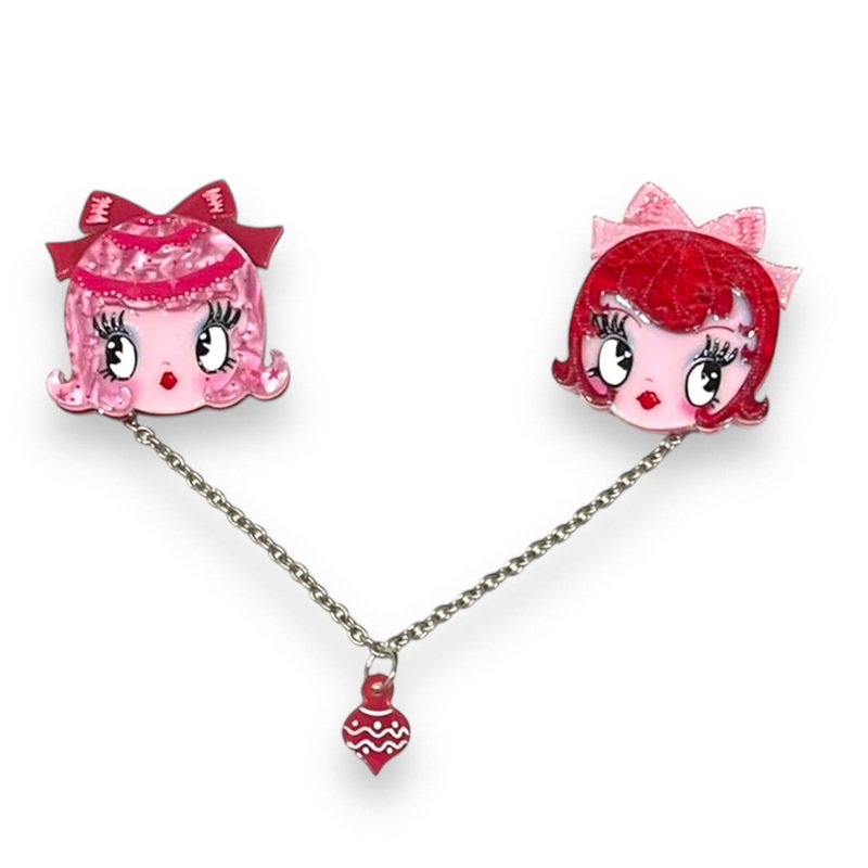 Dolly Sisters Double Brooch by Miss Fluff x Lipstick & Chrome