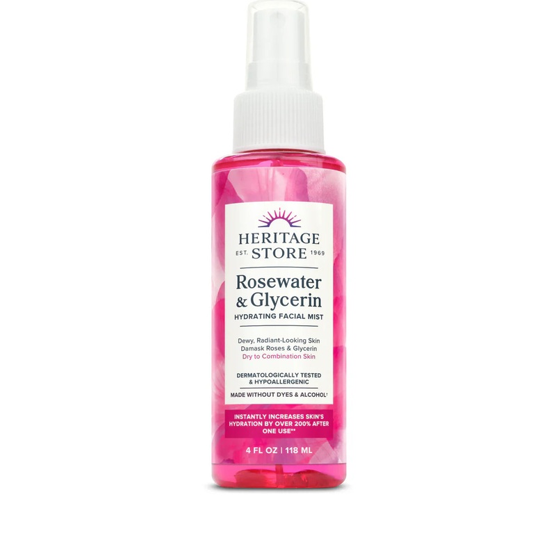 Heritage Products Hydrating Rosewater and Vegetable Glycerin Spray - 4 Fl Oz.