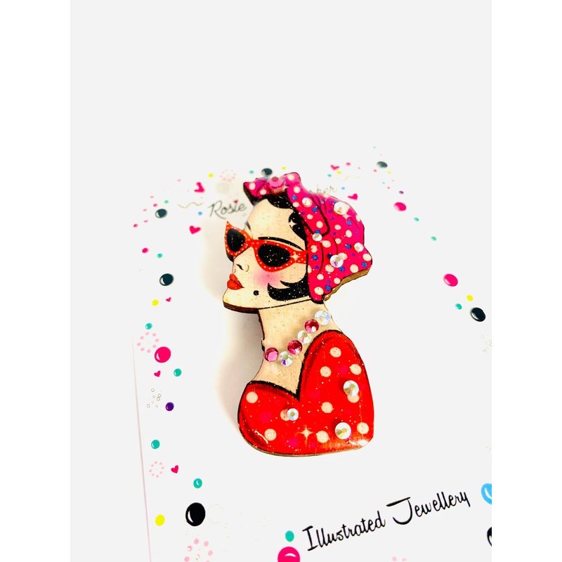 Mid-Century Lady in Turban Brooch by Rosie Rose Parker