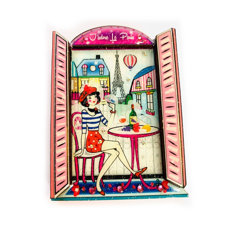 Oh la la Paris Scene Brooch by Rosie Rose Parker