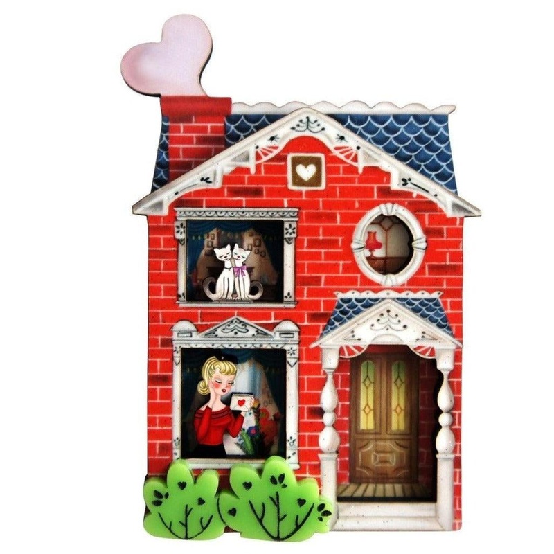Valentine's House Brooch by Laliblue