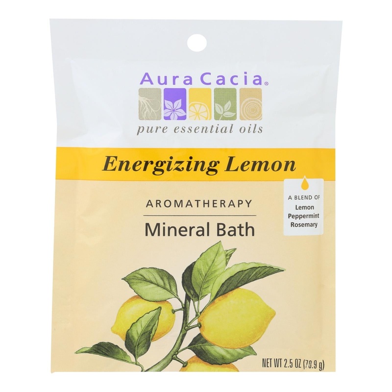 Aura Cacia Aromatherapy Mineral Bath Energizing Lemon (Pack of 6) - 2.5 Oz