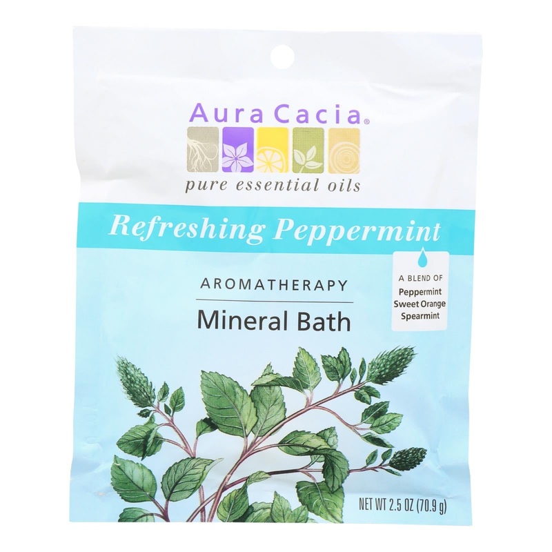 Aura Cacia Aromatherapy Mineral Bath: Peppermint Harvest, Calming, 2.5 Oz (Pack of 6)