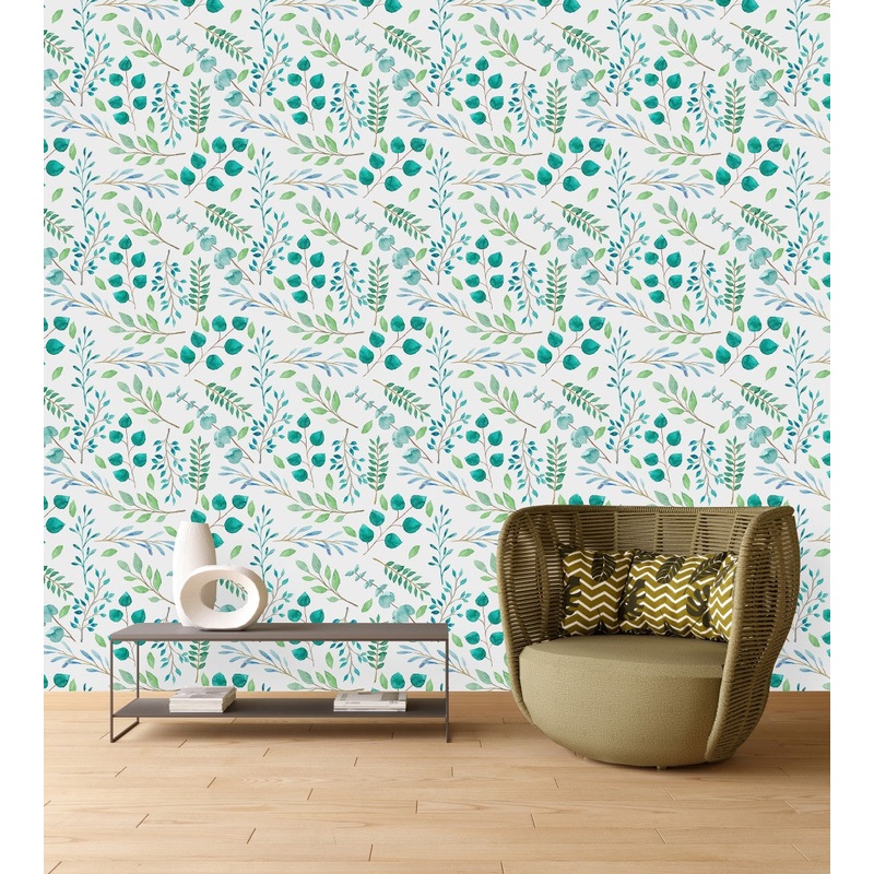 Contemporary Green Leaves Wallpaper Vogue