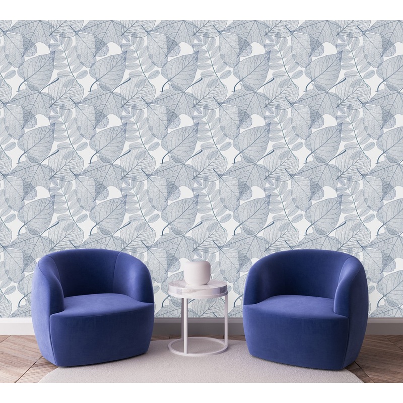 Fashionable Blue Leaves Wallpaper Fashionable Select