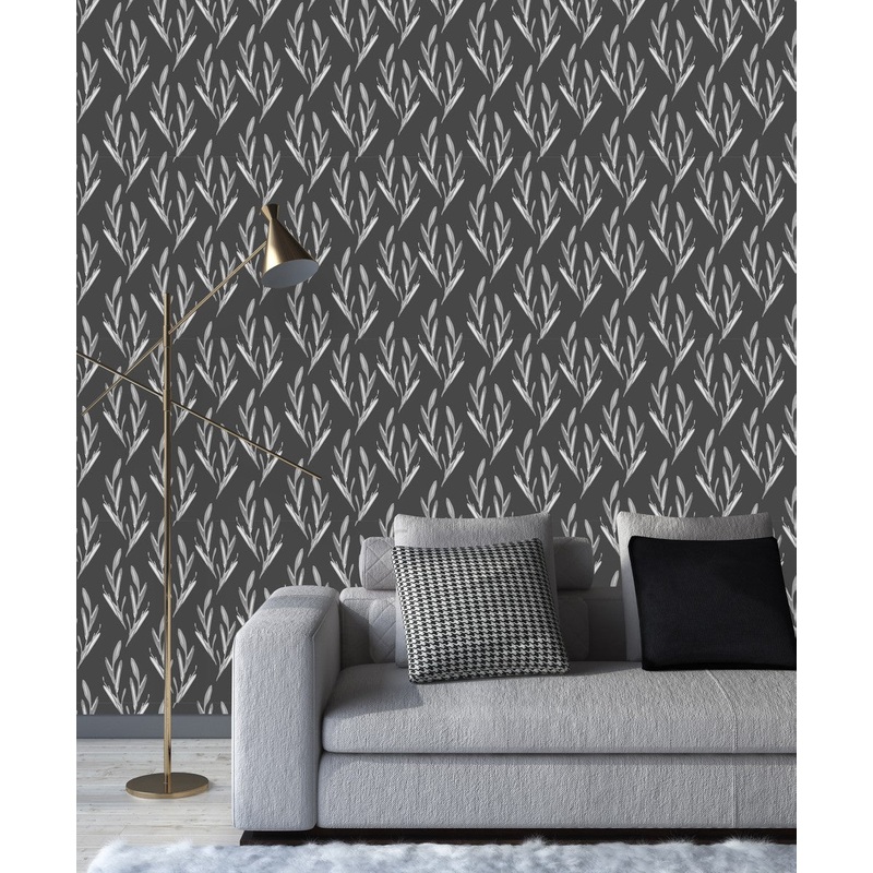 Grey Wallpaper with Branches of Tree