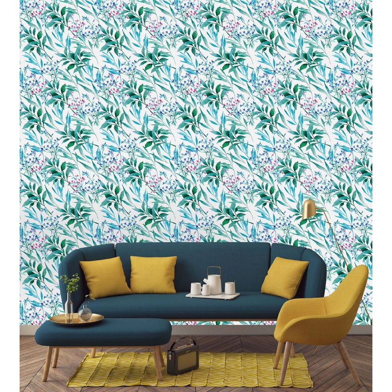 Hand Drawn Green Twigs Wallpaper