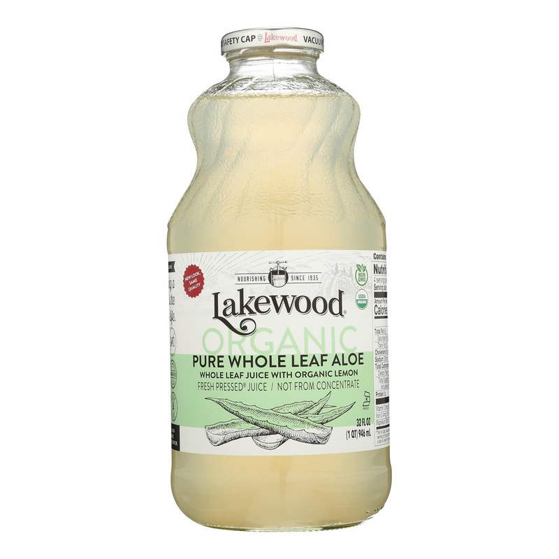 Lakewood Organic Aloe Juice Whole Leaf Fresh Pressed with Lemon, 32 oz