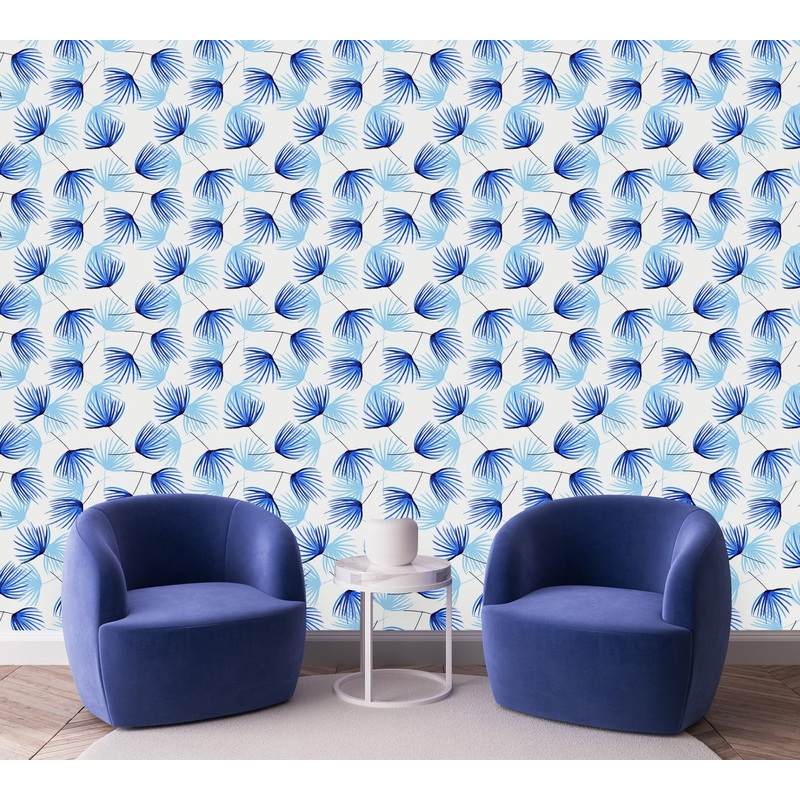 Modish Blue Leaves Wallpaper Tasteful Select