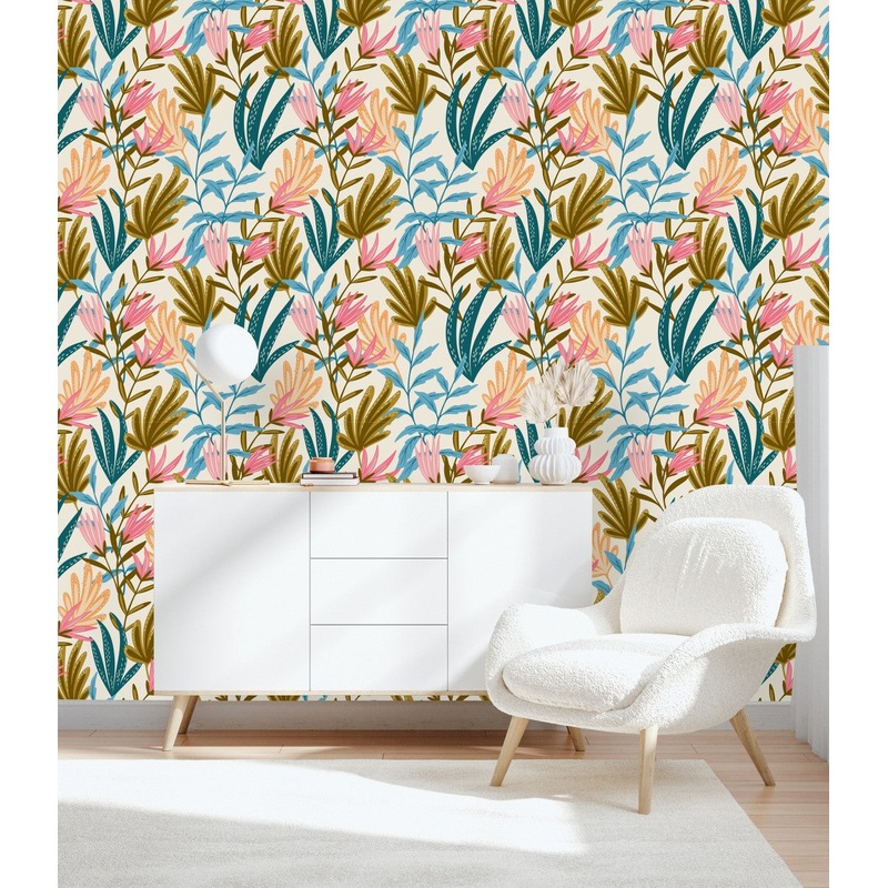 Multicolored Sprigs Wallpaper