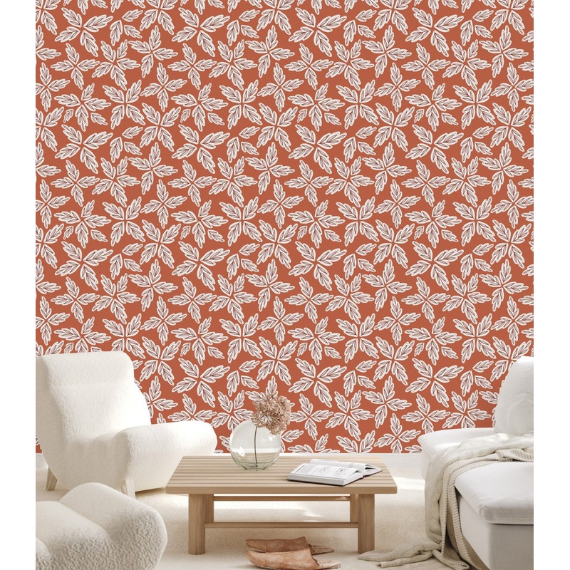 Red Wallpaper with Red Leaves