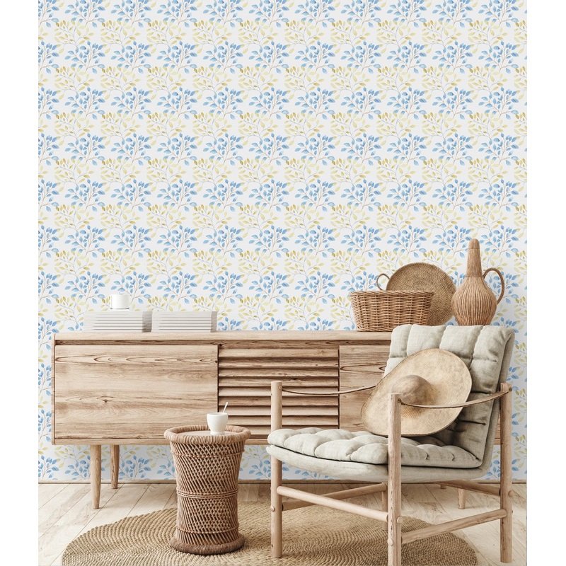 Yellow and Blue Leaves Wallpaper