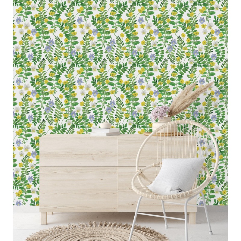 Yellow Flowers with Green Leaves Wallpaper