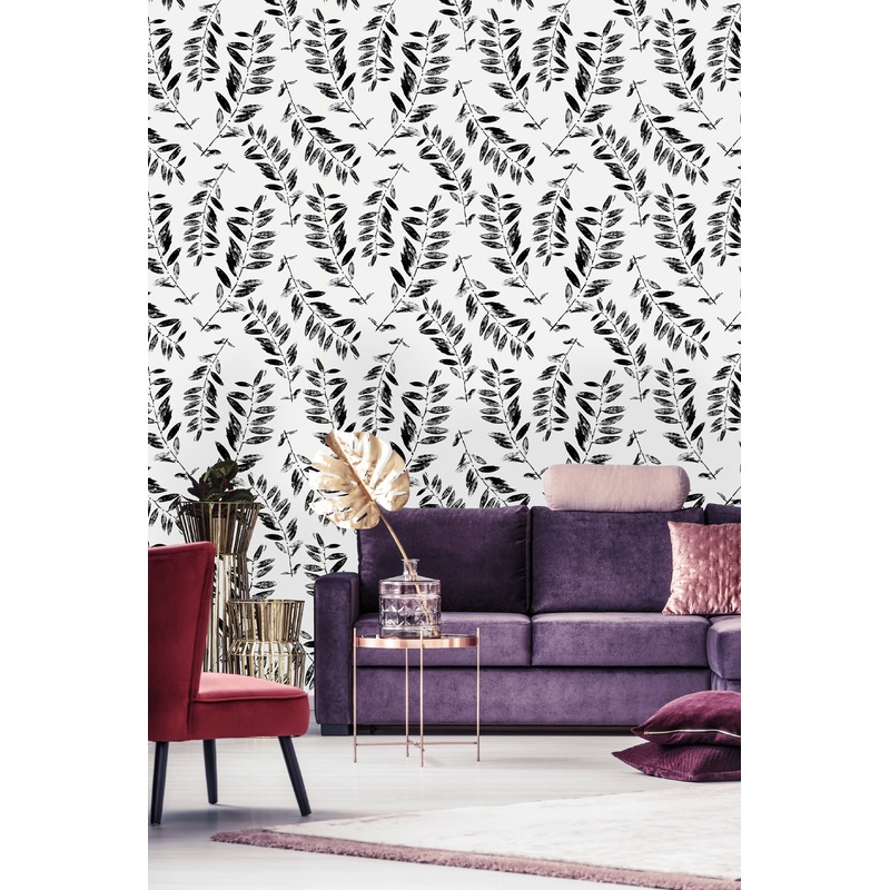 Black and White Abstract Leaves Wallpaper