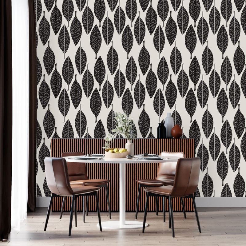 Black Leaves Pattern Wallpaper