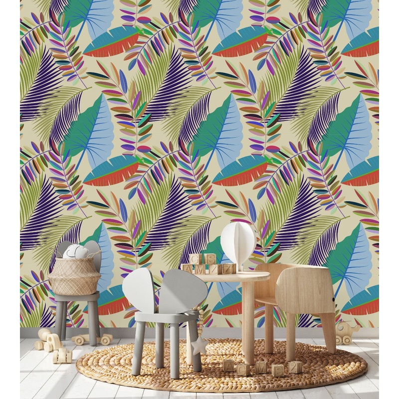 Contemporary Brightly Leaves Wallpaper Chic