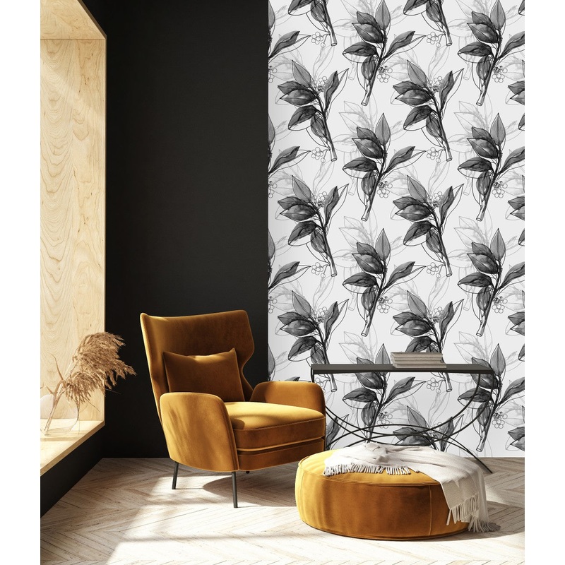 Contemporary Dark Leaves Wallpaper Chic