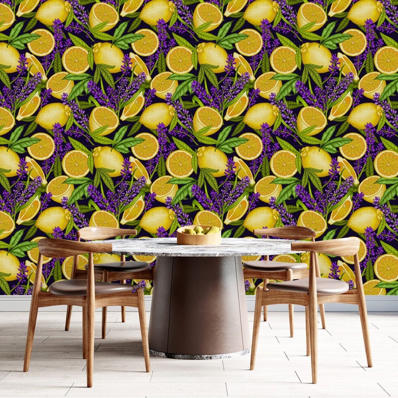 Dark Wallpaper with Lemon Pattern