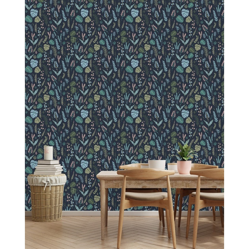 Dark Wallpaper with Little Leaves