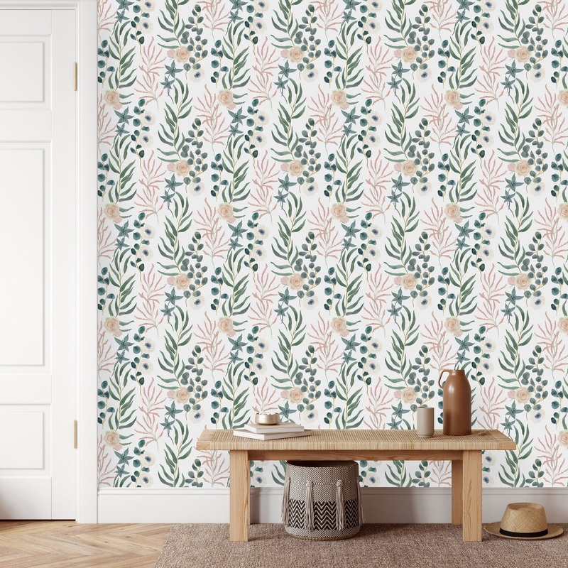 Elegant Watercolor Leaves Wallpaper Chic