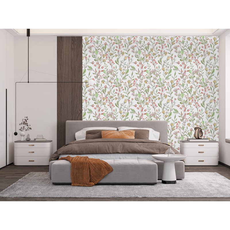 Fashionable Berries Pattern Wallpaper Tasteful