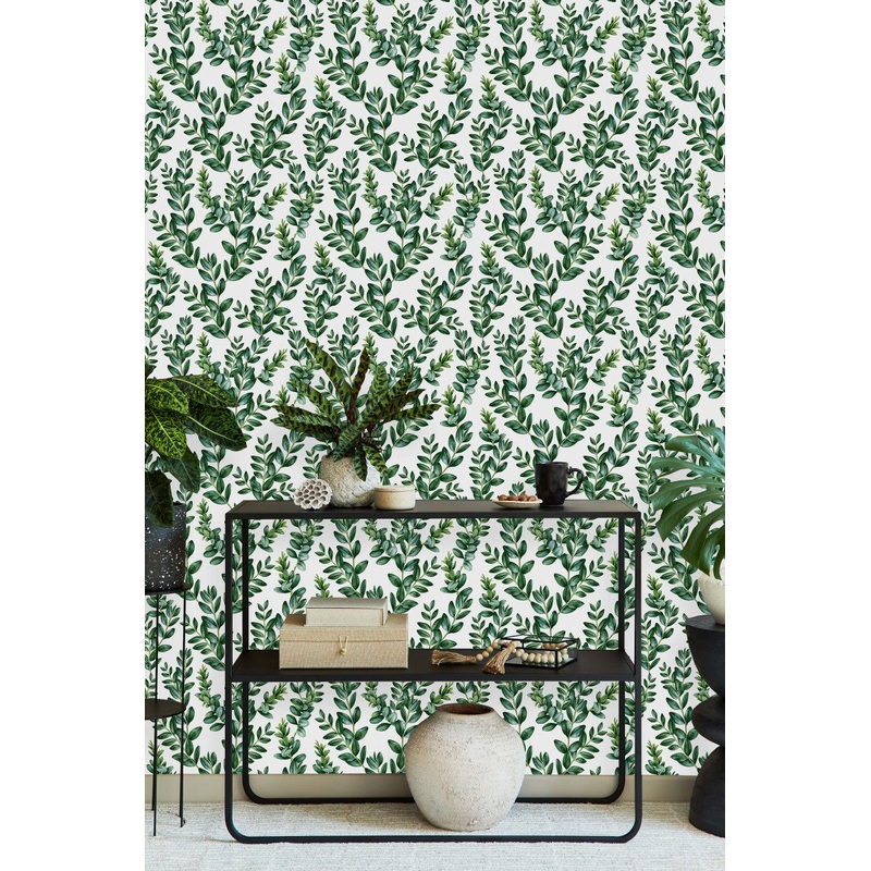 Fashionable Green Plants Wallpaper Chic