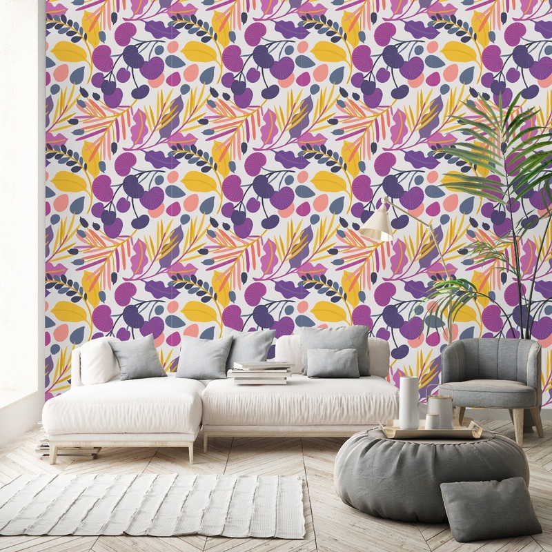 Fashionable Purple Leaves Wallpaper Chic