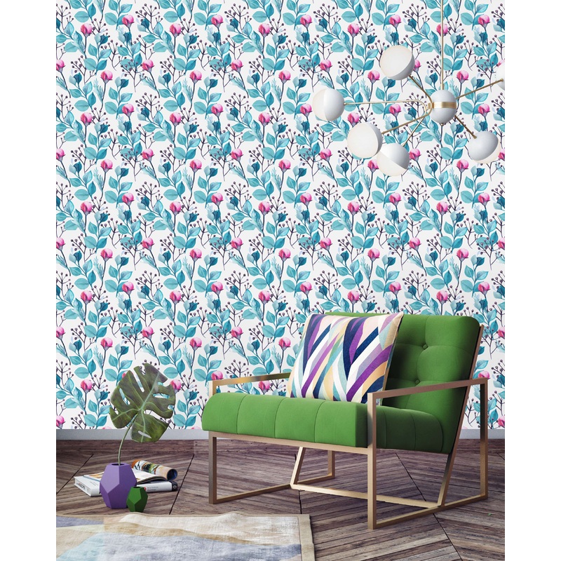 Flowers and Leaves Mix Wallpaper