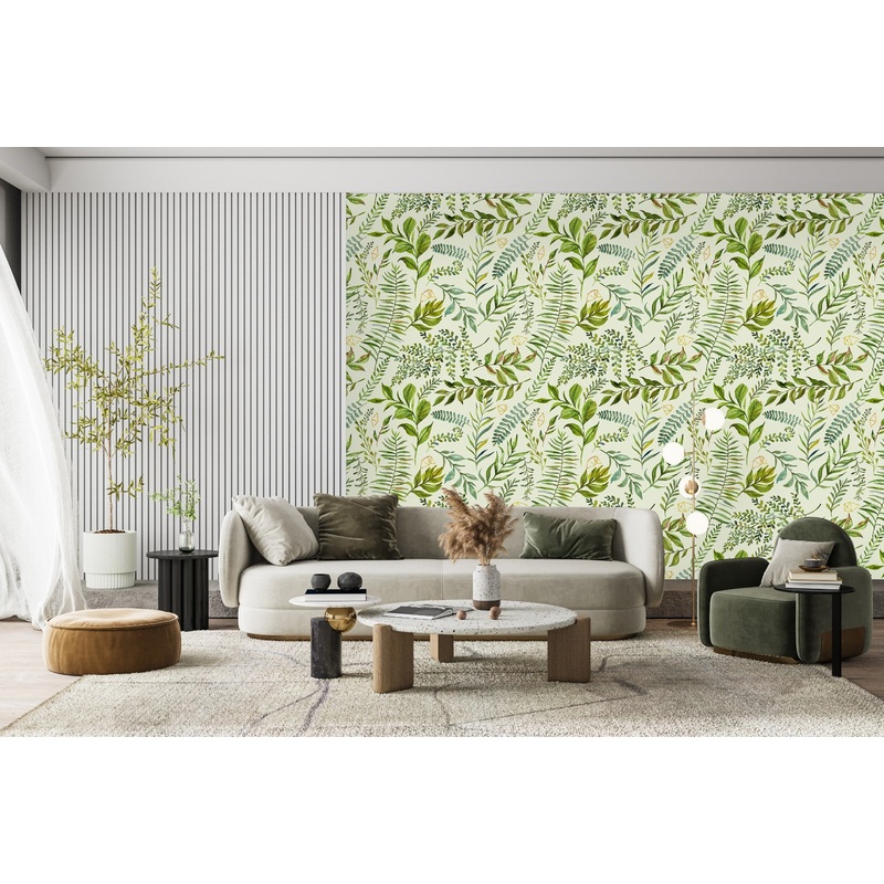 Green Wallpaper with Plants