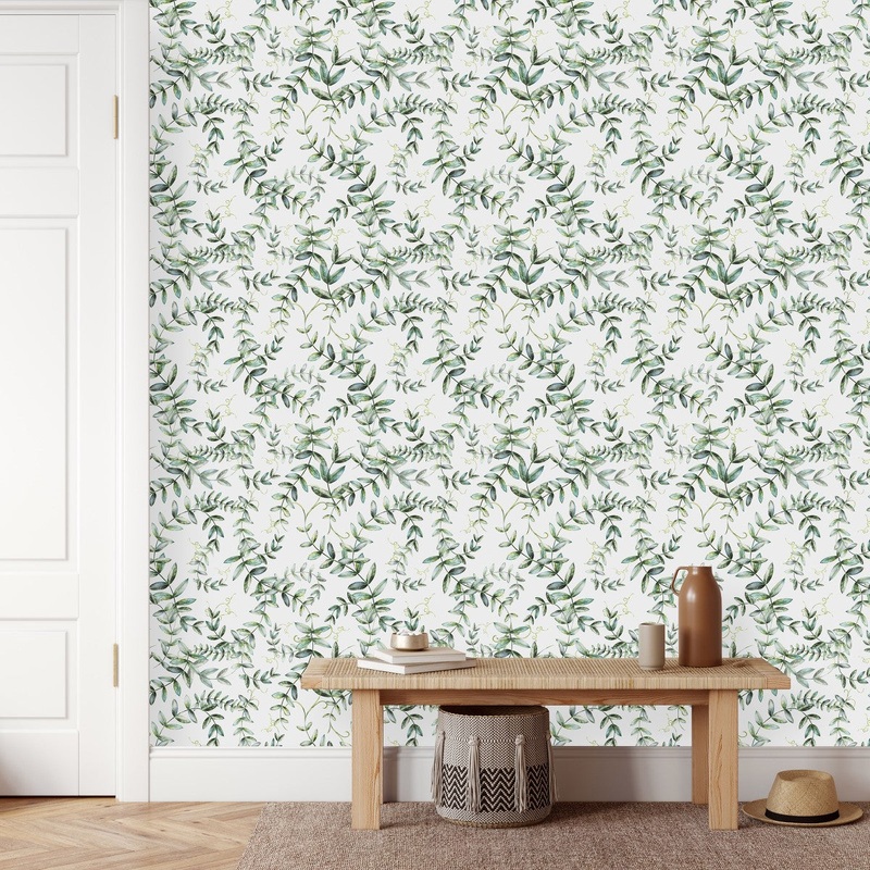 Modish Green Plants Wallpaper Vogue High-Quality