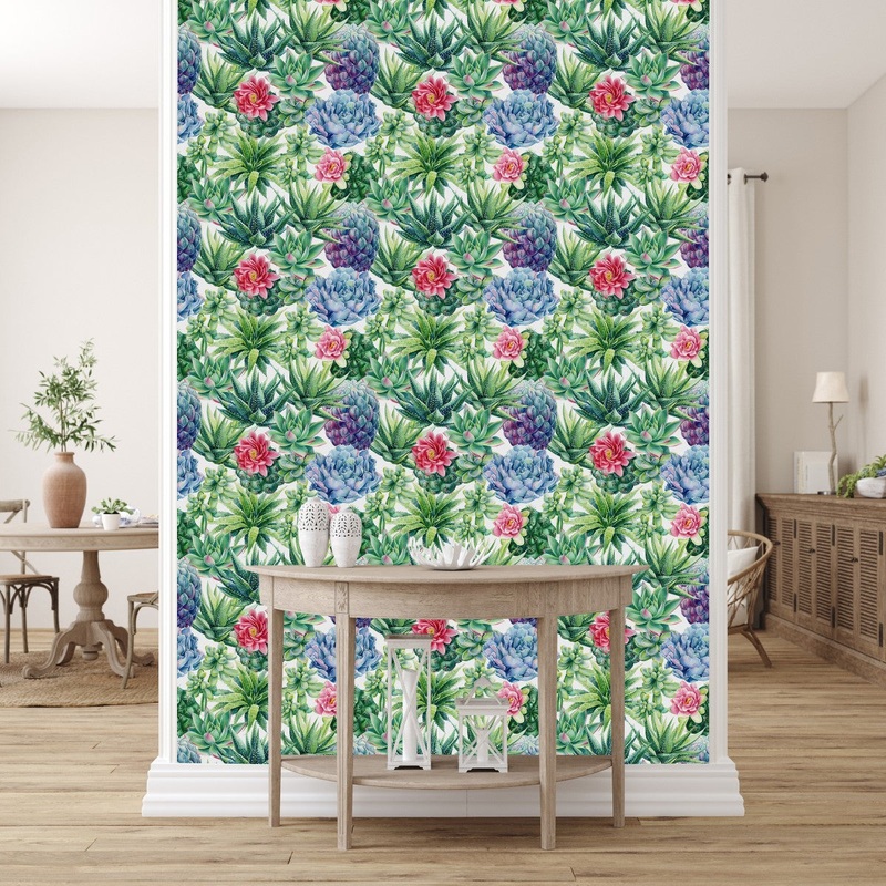 Modish Succulents Wallpaper Tasteful