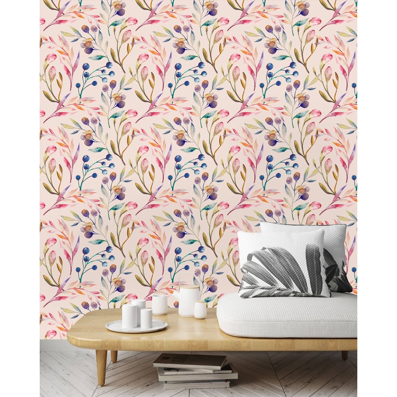 Multicolored Hand Drawn Light Flowers Wallpaper