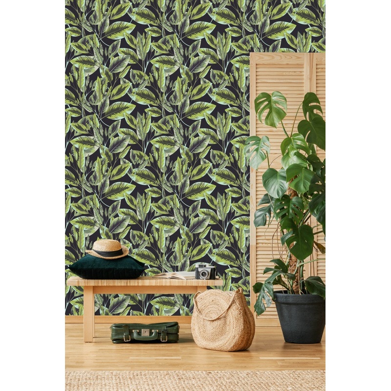 Stylish Dark Wallpaper with Leaves Smart