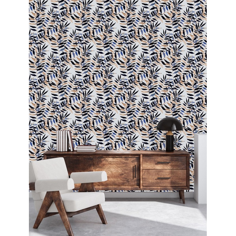 Voguish Hand Drawn Leaves Wallpaper Tasteful