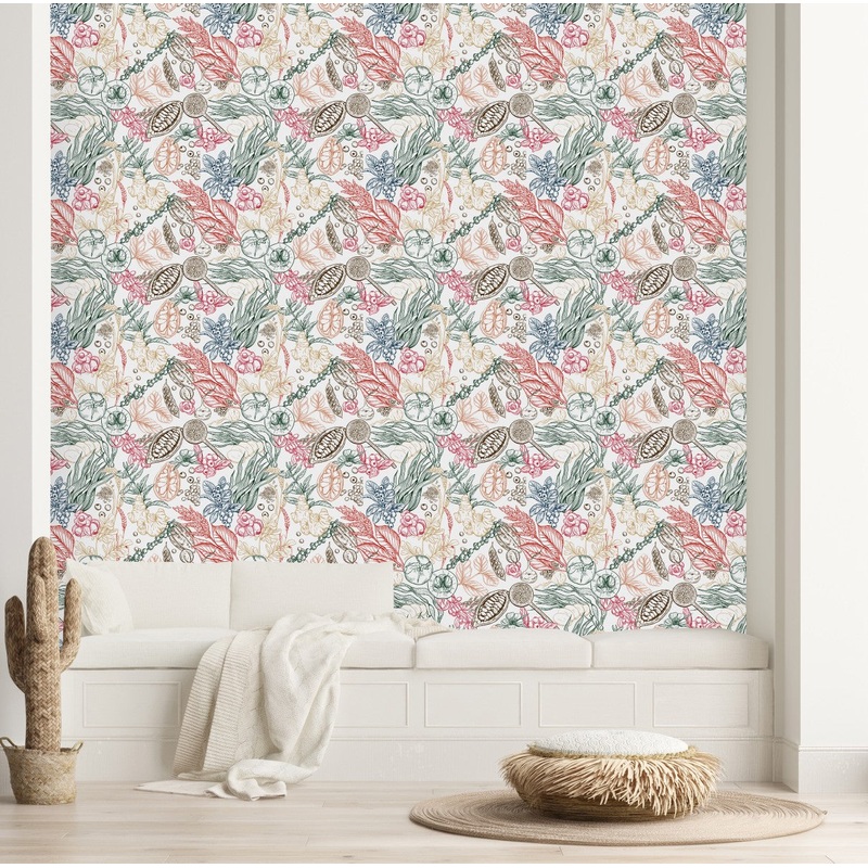 Berries and Leaves Design Wallpaper