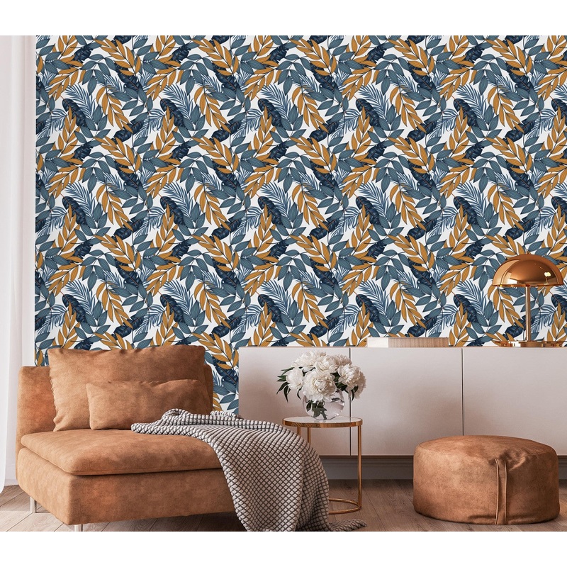 Blue and Orange Leaves Wallpaper