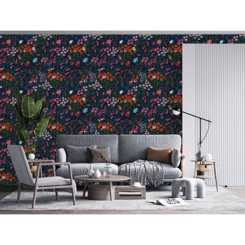 Contemporary Flowers and Bugs Wallpaper Vogue